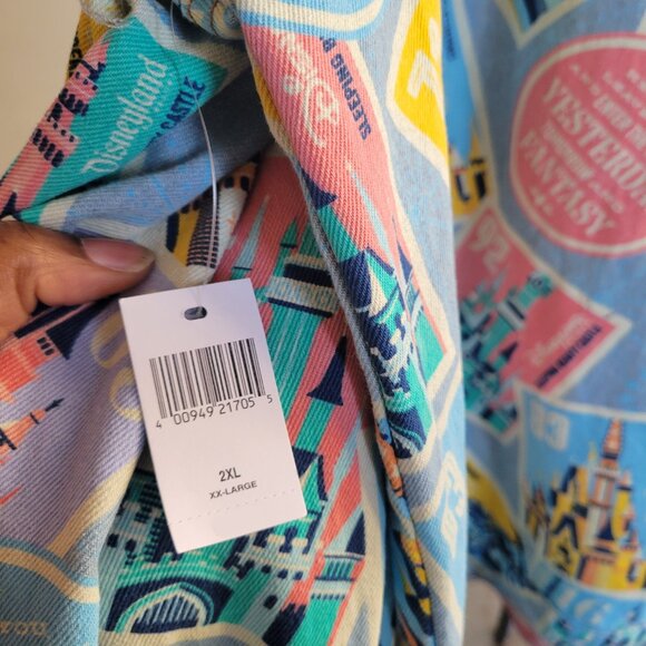 NWT - Castles of Disney Parks D23 Postage Stamps Denim Jacket (Size 2X) - Picture 4 of 16